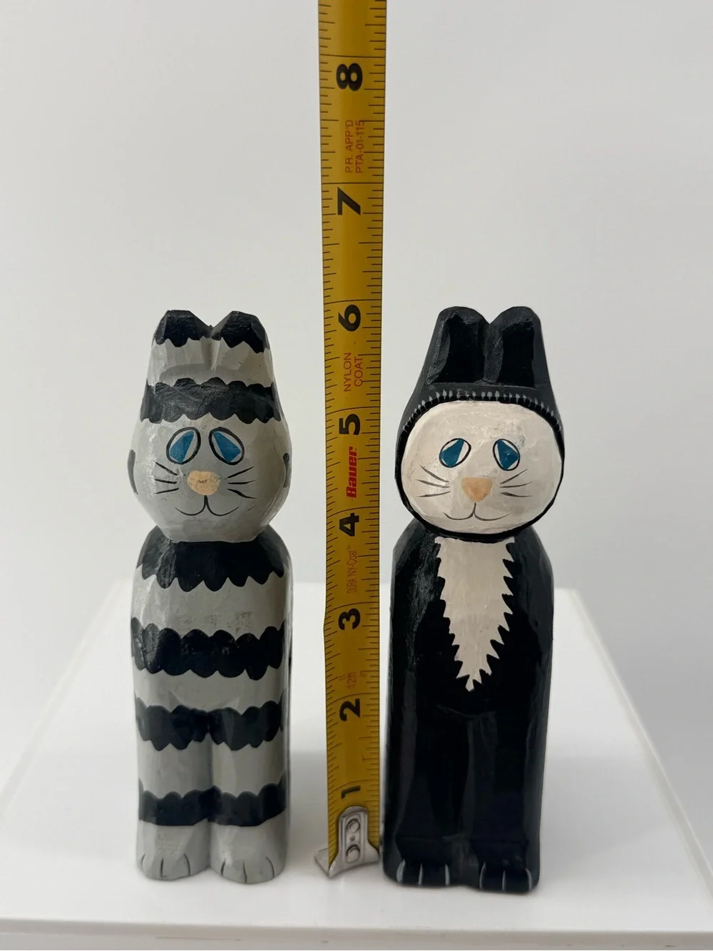 Hand-Painted Black & Gray Cat Figurine Pair - Unbranded